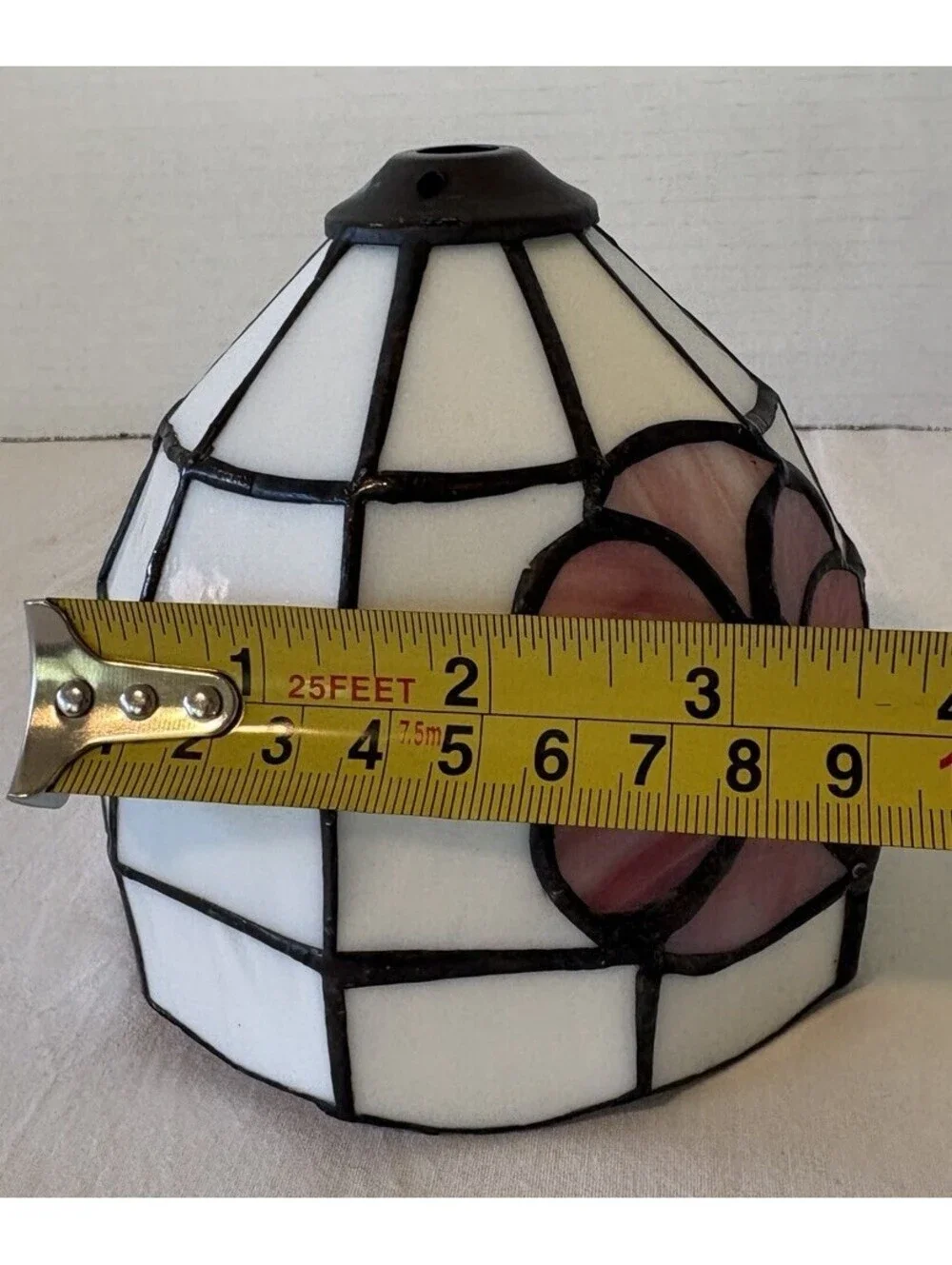 Vintage Tiffany Style Stained Glass Lamp Shade Only, 2 1/4 Fitting Bell Design
